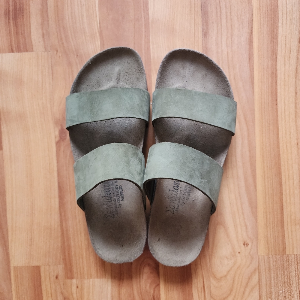Suede slide sandals birkenstock style